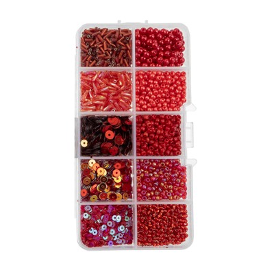 John Bead Sequins and Beads Kit Red Mix Beads