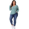 Agnes Orinda Women's Plus Size Long Sleeve Hollow Out V Neck Blouse - 3 of 4