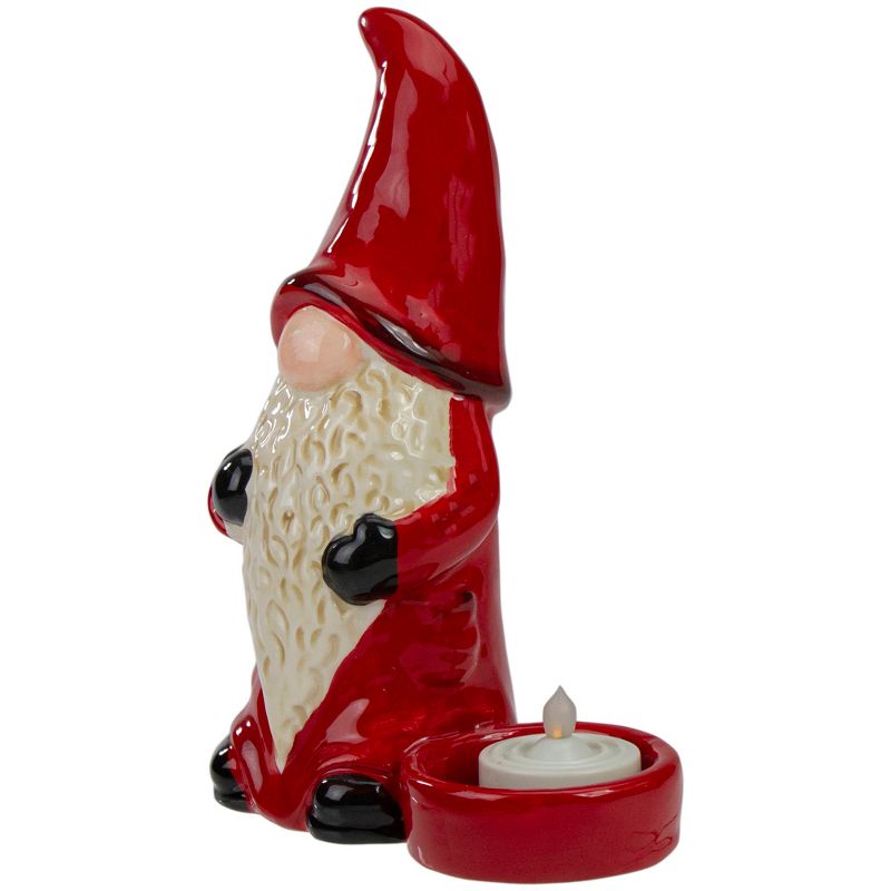 Northlight 7" Red and Black Gnome Tea Light Christmas Candle Holder, 3 of 6