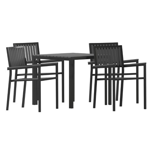 Emma And Oliver 5 Piece Modern Weather And Rust Resistant Black