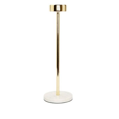 Gold Taper Candle Holder On Marble Base, 14