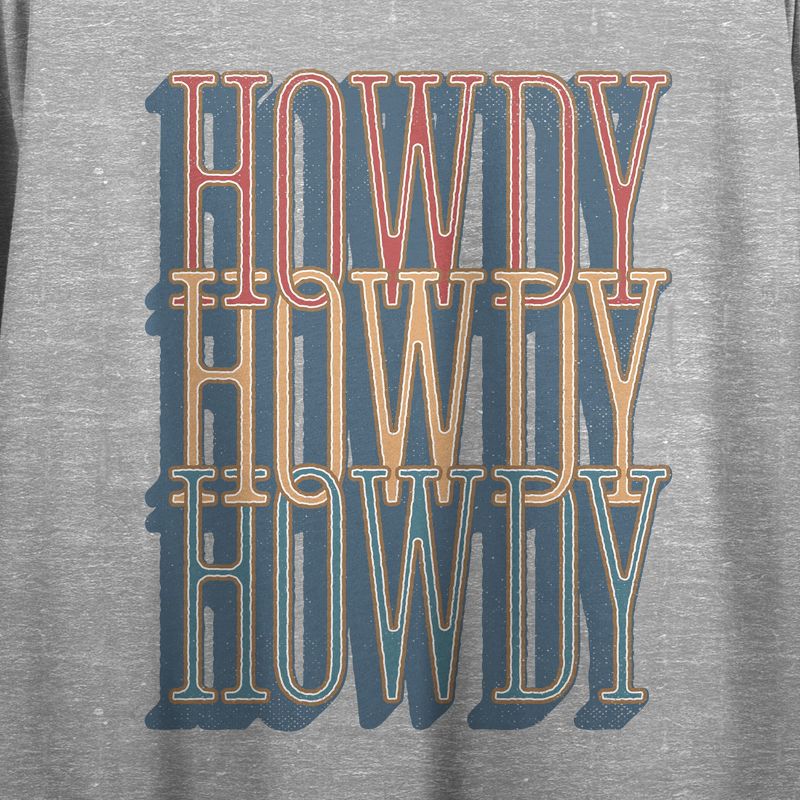 Howdy, Howdy, Howdy Distressed Westernwear Women's Heather Gray Graphic Crop Tee, 2 of 3