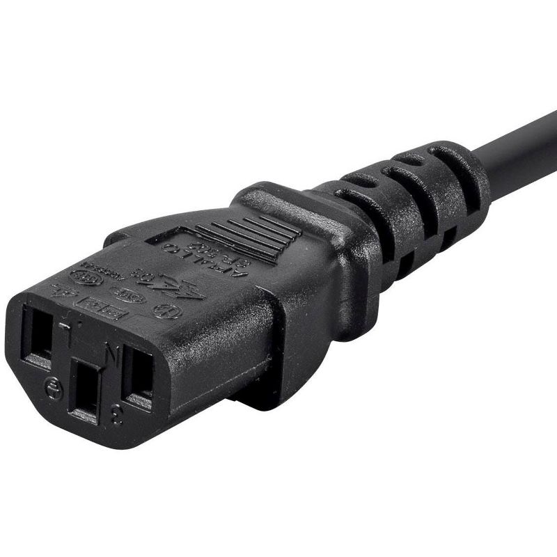 Monoprice 3-Prong Power Cord - 3 Feet - Black (6 Pack) NEMA 5-15P to IEC 60320 C13, 18AWG, 10A, 125V, Works With Most Pcs, Monitors, Scanners, &, 4 of 7