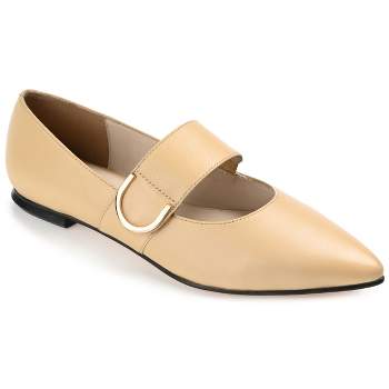 Journee Signature Womens Genuine Leather Emerence Loafer Pointed Toe Slip On Flats