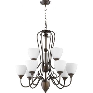 Quorum Lighting Powell 9-Light Chandelier, 29 Width, 31.5 Height, Oiled Bronze Finish - 1 of 1