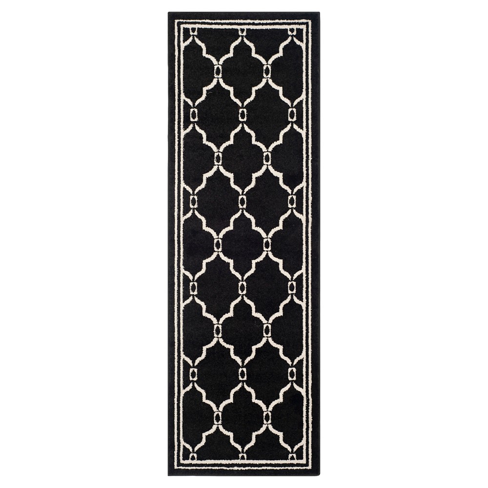 Prato 2'3inX7' Indoor/Outdoor Runner - Anthracite/Ivory - Safavieh