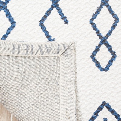 Ivory Geometric Hand-Loomed Cotton Area Rug, 2'6" x 4'