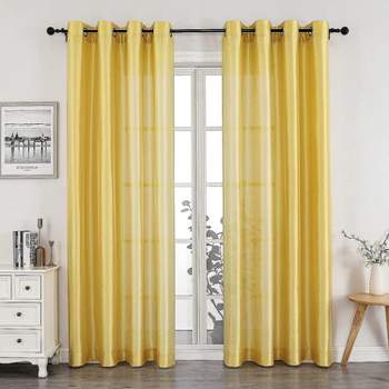 Kate Aurora Home Living 2 Piece Lightweight Basic Sheer Grommet Top Curtain Panels