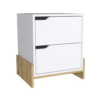 NicBex 17 inch Wide Nightstand with 2 Drawers,Side Table with Cutout Handles and Large Storage Space,Bedside Table for Bedroom,Living Room