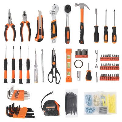 247 Piece Black and Orange General Home/Auto Repair Tool Kit with Plastic Toolbox Storage Case