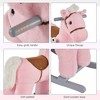 Adorable pink plush rocking horse for toddlers with realistic sounds, soft bear toy, and sturdy seat for safe, fun playtime. - 3 of 4