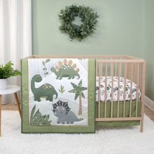 The Peanutshell Baby Crib Bedding Set for Boys, Dinosaur Nursery Decor, Sage Green, Crib Comforter Set - 1 of 4