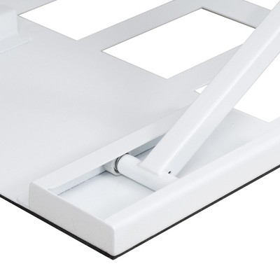 White Pneumatic Height Adjustable Corner Standing Desk Converter