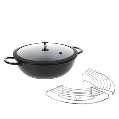 Curtis Stone 4.5QT Cast Aluminum Multi-Pan w/Lid and Rack Refurbished