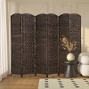 6 Panel Folding Room Divider, Arched Woven Privacy Screen, Lightweight Partition Wall, Freestanding Decorative Separator-The Pop Home - 2 of 4