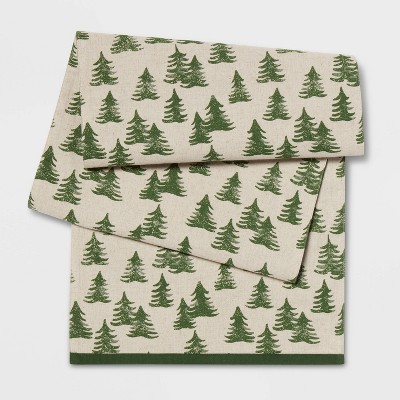 72" x 14" Cotton Stamped Trees Table Runner - Threshold™