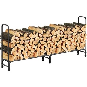 Heavy Duty Firewood Rack w/ Fabric Mesh - Indoor/Outdoor Metal Log Holder for Fireplace, Patio, Shed & Garage Storage Organizer - 1 of 4