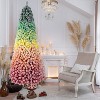 6FT Rainbow Gradient Flocked Christmas Tree, 1326 PVC Tips, Full-Bodied Artificial Pine, Hinged Design-- Frevyn - 3 of 4