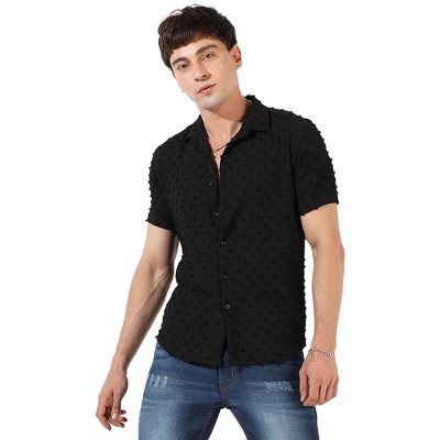 Campus Sutra Men Men's Black Textured Regular Fit Casual Shirt