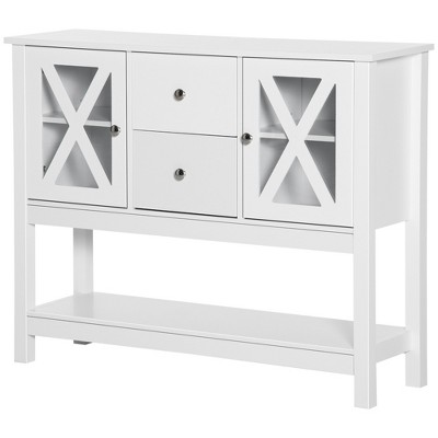 Elegant 70" White Freestanding Kitchen Buffet with Adjustable Shelving