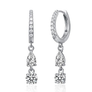 Elegant Two-Stone Dangle Huggie Earrings with a Modern Design for a Stylish and Sophisticated Look - 1 of 3