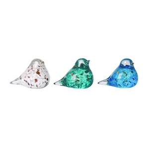Transpac Glass Mini Blue Hue Bird Figurine Set of 3 Spring Home Decorations - 1 of 1