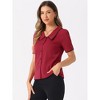 Allegra K Women's Peter Pan Collar Puff Short Sleeve Button Chiffon Blouse - 4 of 4