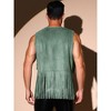 INSPIRE CHIC Men's Open Front Sleeveless Western 70s Suede Tassel Cardigan - 3 of 4