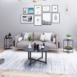 Syemin Modern Single Layer Glass Side Table, Coffee Table for Living Room, Dining Room, Bedroom, Brown, 35.44"*35.44"*17.72" - 1 of 4