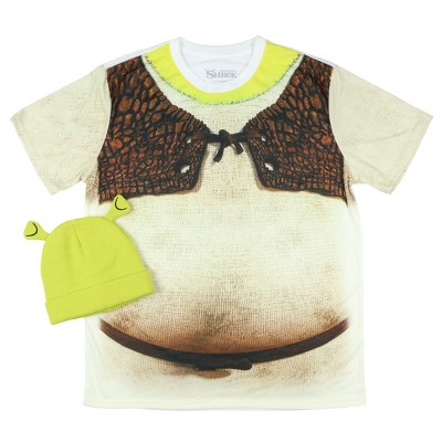 Seven Times Six DreamWorks Shrek Shirt Men's Costume Graphic Print T-Shirt with Beanie White