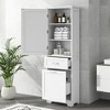 OUTSUPPLY Tall Freestanding Bathroom Storage Cabinet, 2 Drawers, Adjustable Shelf - 4 of 4