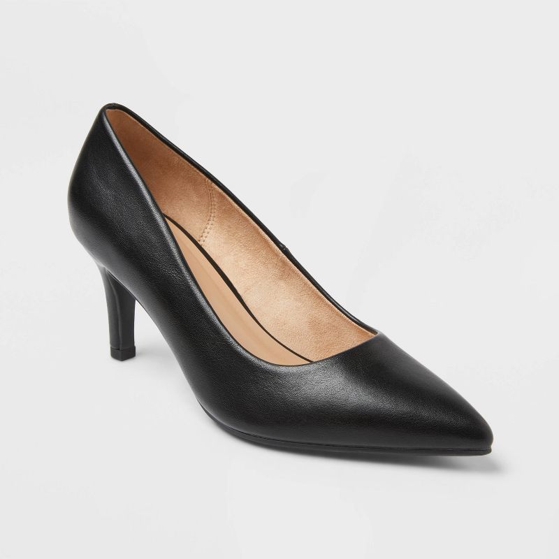 Women's Cindy Mid High Heels Pump with Memory Foam Insole - A New Day™ Black 5