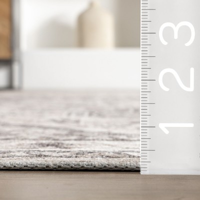 Eira Taupe Medallion Washable Synthetic Area Rug