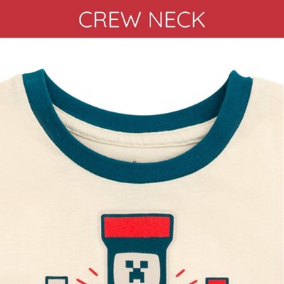 Minecraft Movie Game Overworld Big Boys Ringer T-Shirt Off White 10-12 — фото 4