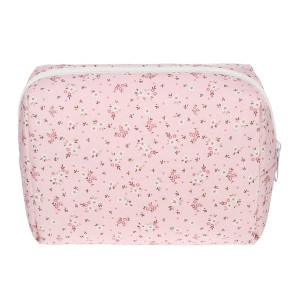 Unique Bargains Portable Floral Cosmetic Bag Light Pink 1 Pc - 1 of 3