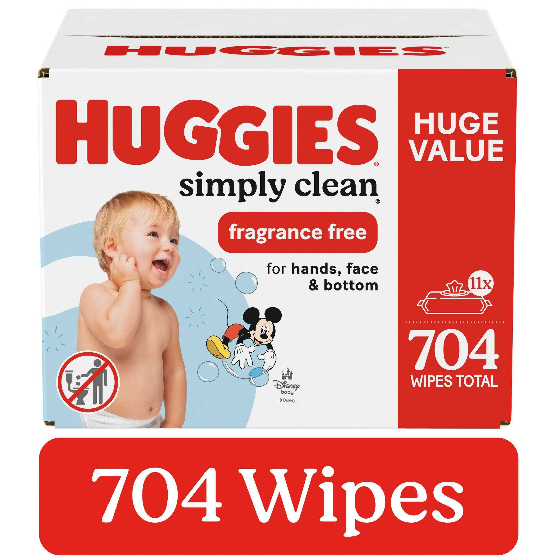Huggies Simply Clean Unscented Baby Wipes - 704ct - 11pk