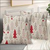 Lomsoe 2pcs Christmas Tree Decorative Pillow Covers - Red, Grey & White Holiday Cushion Cases with Zipper Closure, Sofa, Living Room, Bedroom Decor - 2 of 4