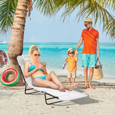 NicBex Folding  Patio Chaise Lounge Chair with Reclining Back, Breathable Mesh Seat & Headrest, for Patio, Beach, Yard