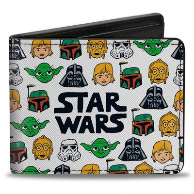 Adult Star Wars Classic Six Character Face Collage AOP Bi-Fold Wallet