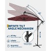 10ft Hanging Cantilever Umbrella with 360 Degree Rotation, 8 Ribs Offset Patio Umbrella with Tilt Adjustment, for Backyard, Garden and Poolside, Red - 3 of 4