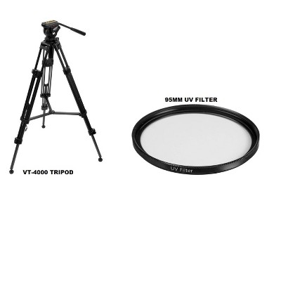 Magnus VT-4000 Tripod System with Fluid Head & 95mm UV Filter kit
