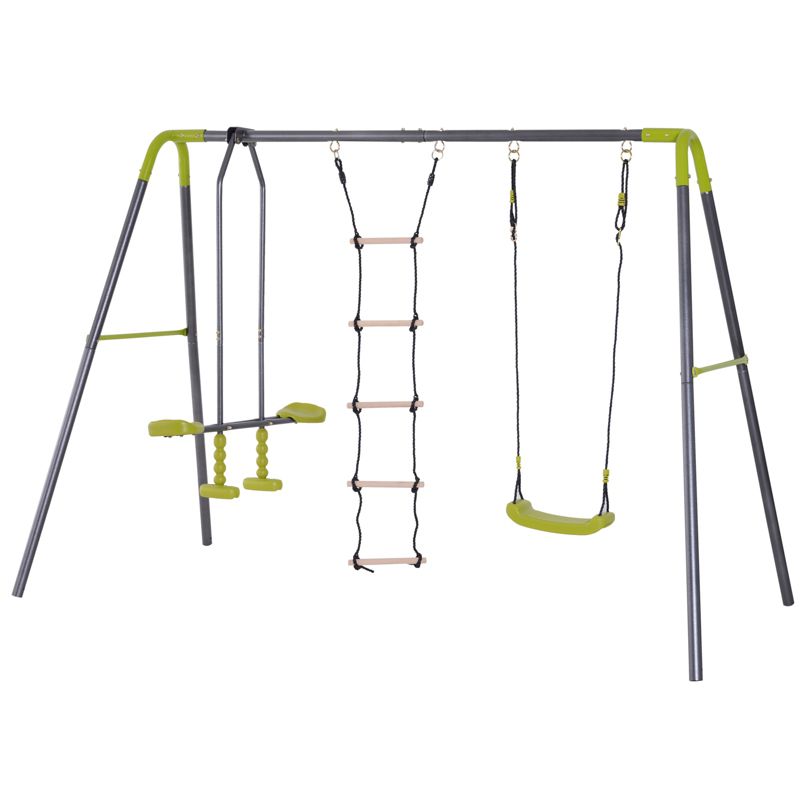 Outsunny Metal Swing Set for Backyard for Ages 3-8, 4 of 9