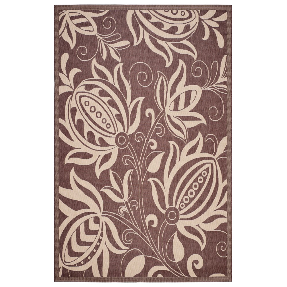 Gori Rectangle 5'3inX7'7in Outdoor Rug Chocolate/Natural - Safavieh