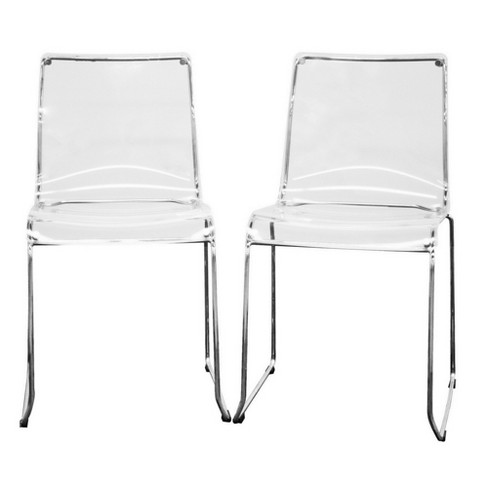 Lino Transparent Acrylic Dining Chair Clear set Of 2 Baxton