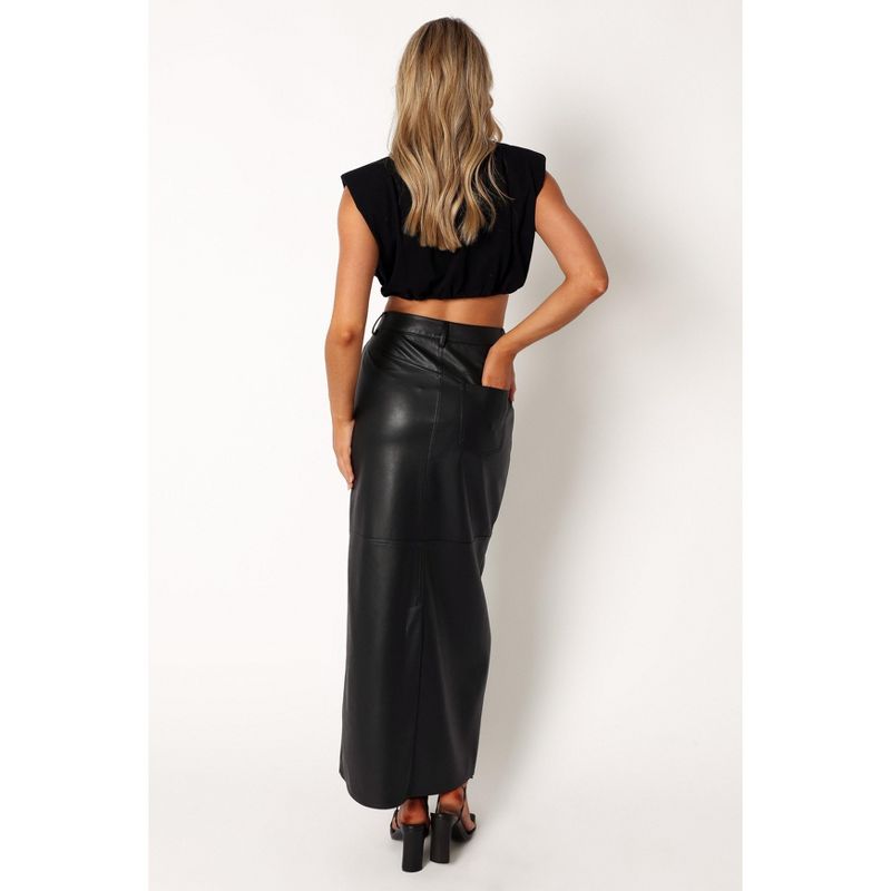 Petal and Pup Womens Jade Vegan Leather Column Skirt, 3 of 7