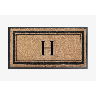 A1HC Natural Rubber Coir Outdoor Doormat 24x48 Monogrammed Anti-Shed Treated Durable Front Door Mat