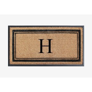 A1HC Natural Rubber Coir Outdoor Doormat 24x48 Monogrammed Anti-Shed Treated Durable Front Door Mat - 1 of 4