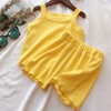 MyKids-Usa Baby Girl Solid Color Sleeveless Vest With Shorts Sets - 3 of 4