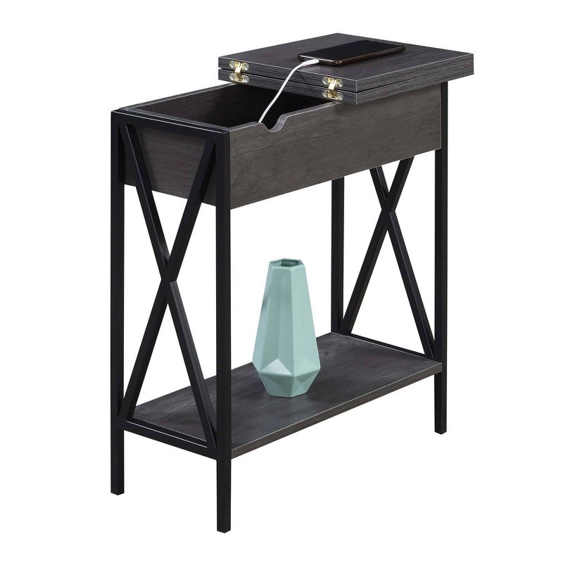 Tucson Flip Top End Table with Charging Station and Shelf - Breighton Home, 6 of 11