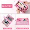 Generic Large Pencil Case, Big Portable Canvas Stationery Organizer with Zipper, Cute Aesthetic School Supplies  Pink with Plaid - 4 of 4